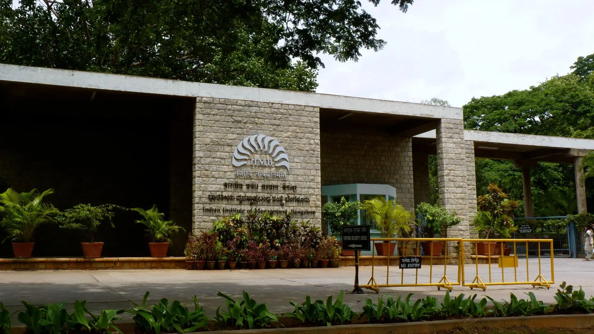The main entrance of IIM Bangalore on Bannerghatta Road (representative image).