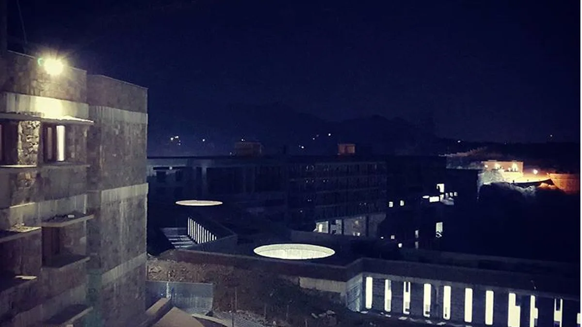 The IIM Udaipur campus at night. (2018 photo.)