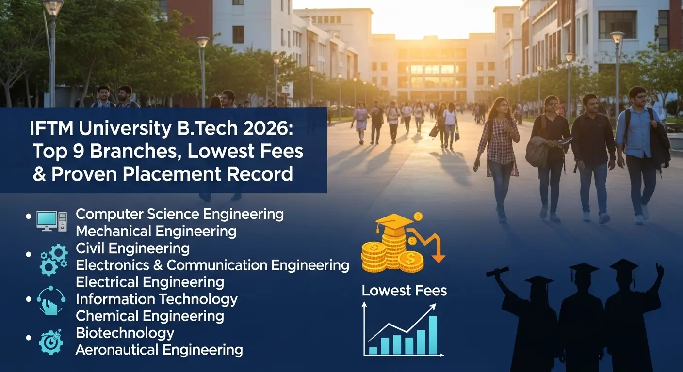 IFTM University B.Tech 2026 Top 9 Branches, Lowest Fees और Proven Placement Record