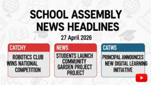 27 April 2026 School Assembly Headlines: NITI Aayog में नया वाइस चेयरमैन, Heatwave Alert, IPL 2026 अपडेट, GDP Growth पर बड़ी खबर!