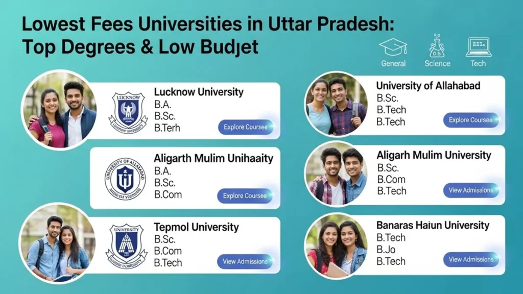 lowest fees universities in up top degree low budge