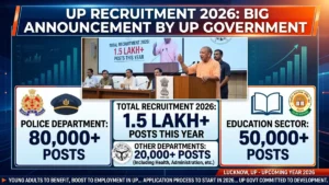 UP Recruitment 2026: योगी सरकार का बड़ा ऐलान, इस साल 1.5 लाख पदों पर भर्ती, 80,000 पुलिस में, 50,000 शिक्षा में!